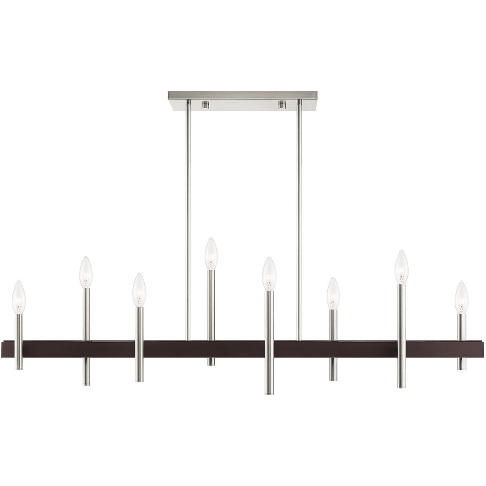 Nickel Eight Light Metal Dimmable Chandelier With Shades HomeRoots