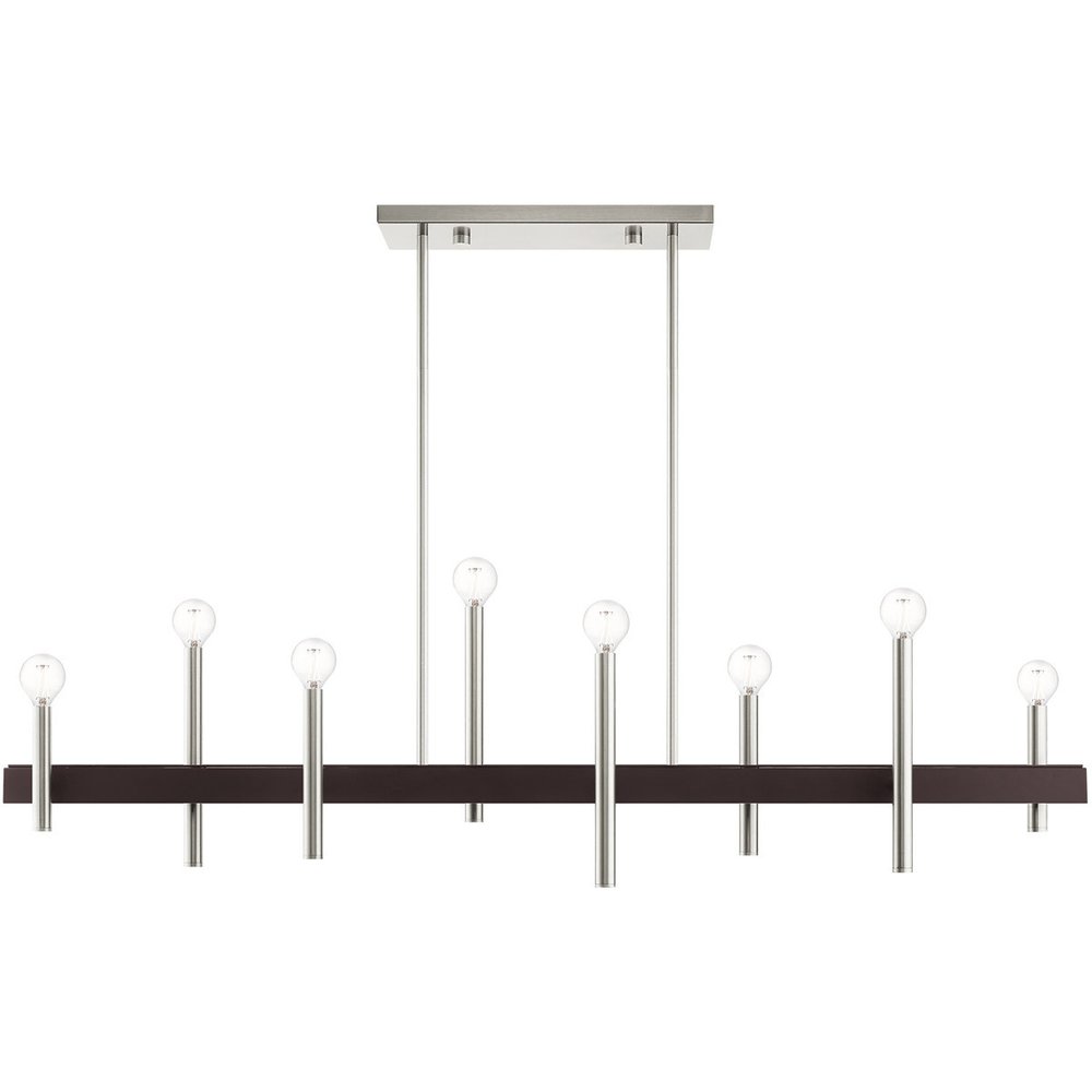 Nickel Eight Light Metal Dimmable Chandelier With Shades HomeRoots