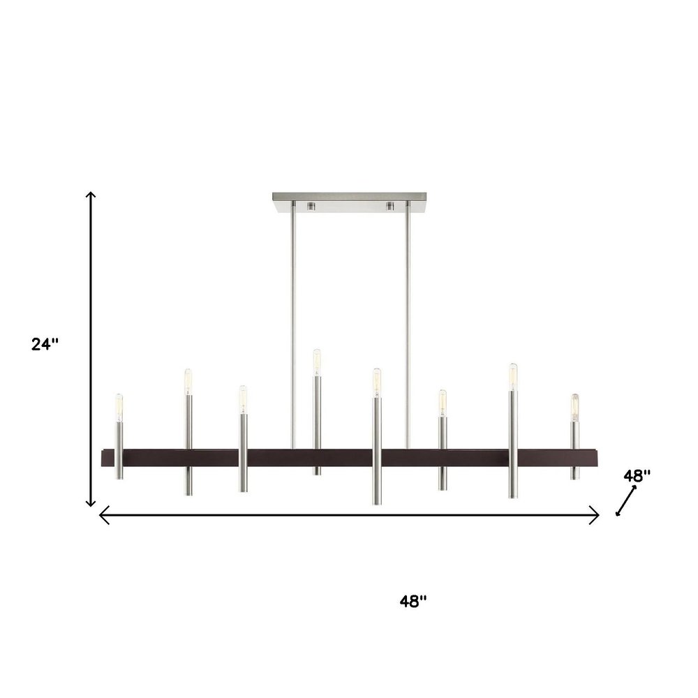 Nickel Eight Light Metal Dimmable Chandelier With Shades HomeRoots