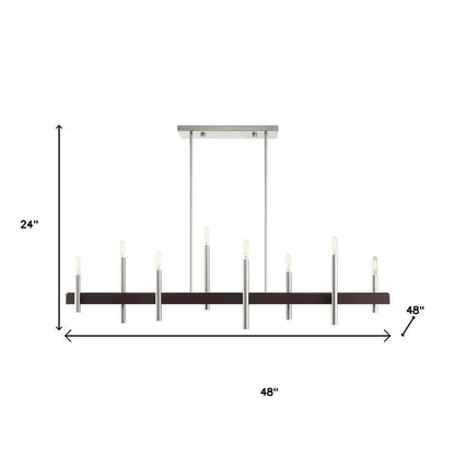 Nickel Eight Light Metal Dimmable Chandelier With Shades HomeRoots