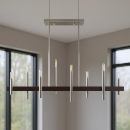 Nickel Eight Light Metal Dimmable Chandelier With Shades HomeRoots