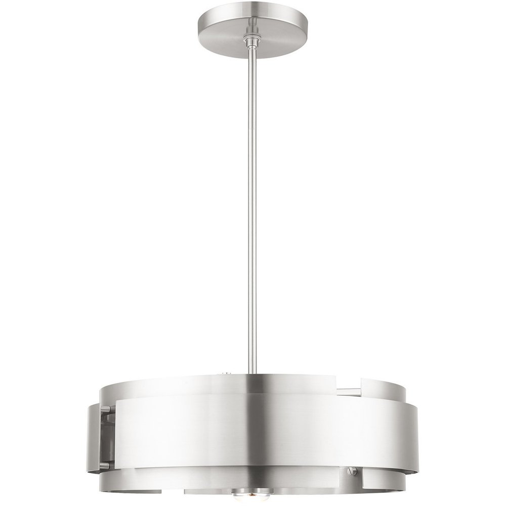 Nickel Five Light Metal Dimmable Chandelier With Shades HomeRoots