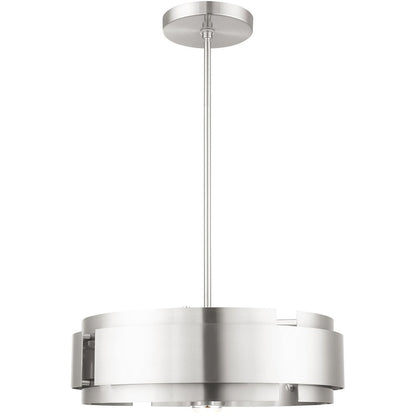 Nickel Five Light Metal Dimmable Chandelier With Shades HomeRoots