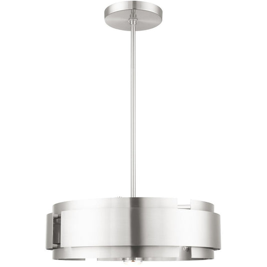 Nickel Five Light Metal Dimmable Chandelier With Shades HomeRoots