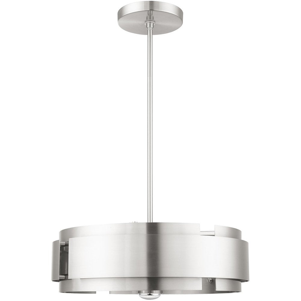 Nickel Five Light Metal Dimmable Chandelier With Shades HomeRoots