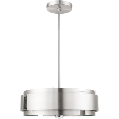 Nickel Five Light Metal Dimmable Chandelier With Shades HomeRoots