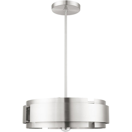 Nickel Five Light Metal Dimmable Chandelier With Shades HomeRoots