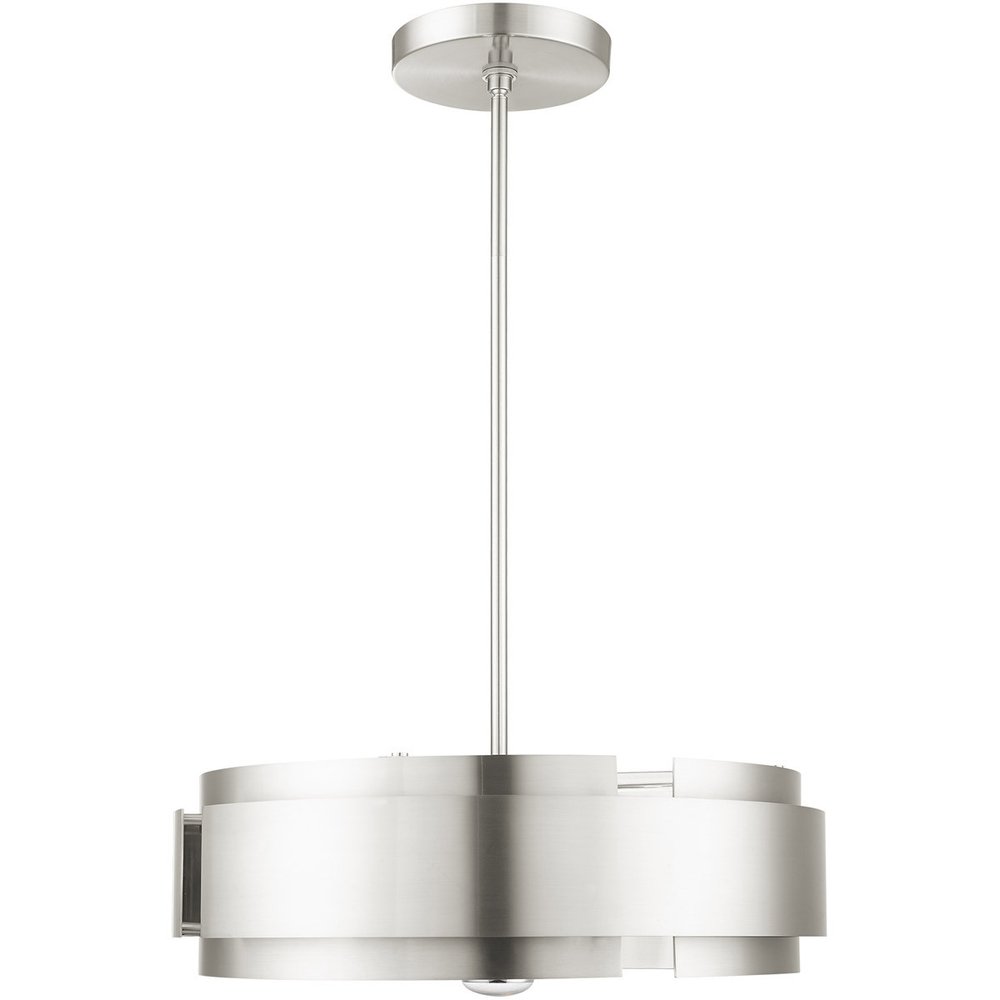 Nickel Five Light Metal Dimmable Chandelier With Shades HomeRoots