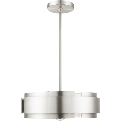 Nickel Five Light Metal Dimmable Chandelier With Shades HomeRoots