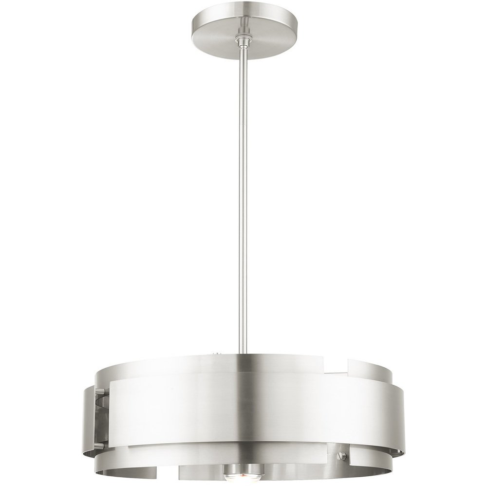 Nickel Five Light Metal Dimmable Chandelier With Shades HomeRoots