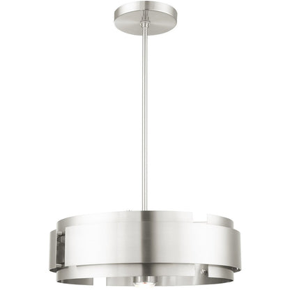 Nickel Five Light Metal Dimmable Chandelier With Shades HomeRoots