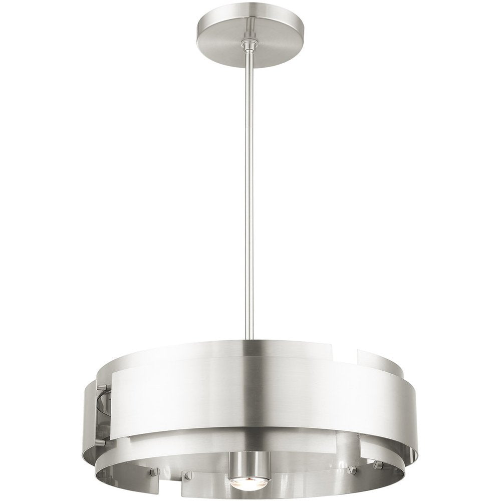 Nickel Five Light Metal Dimmable Chandelier With Shades HomeRoots