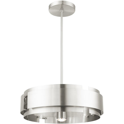 Nickel Five Light Metal Dimmable Chandelier With Shades HomeRoots
