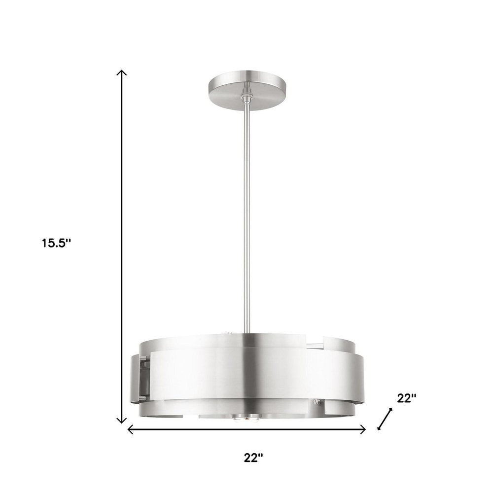 Nickel Five Light Metal Dimmable Chandelier With Shades HomeRoots