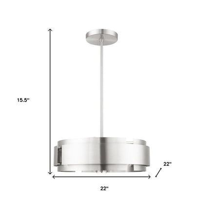 Nickel Five Light Metal Dimmable Chandelier With Shades HomeRoots