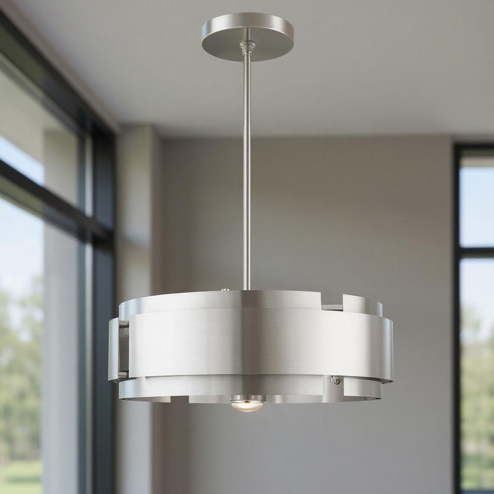 Nickel Five Light Metal Dimmable Chandelier With Shades HomeRoots