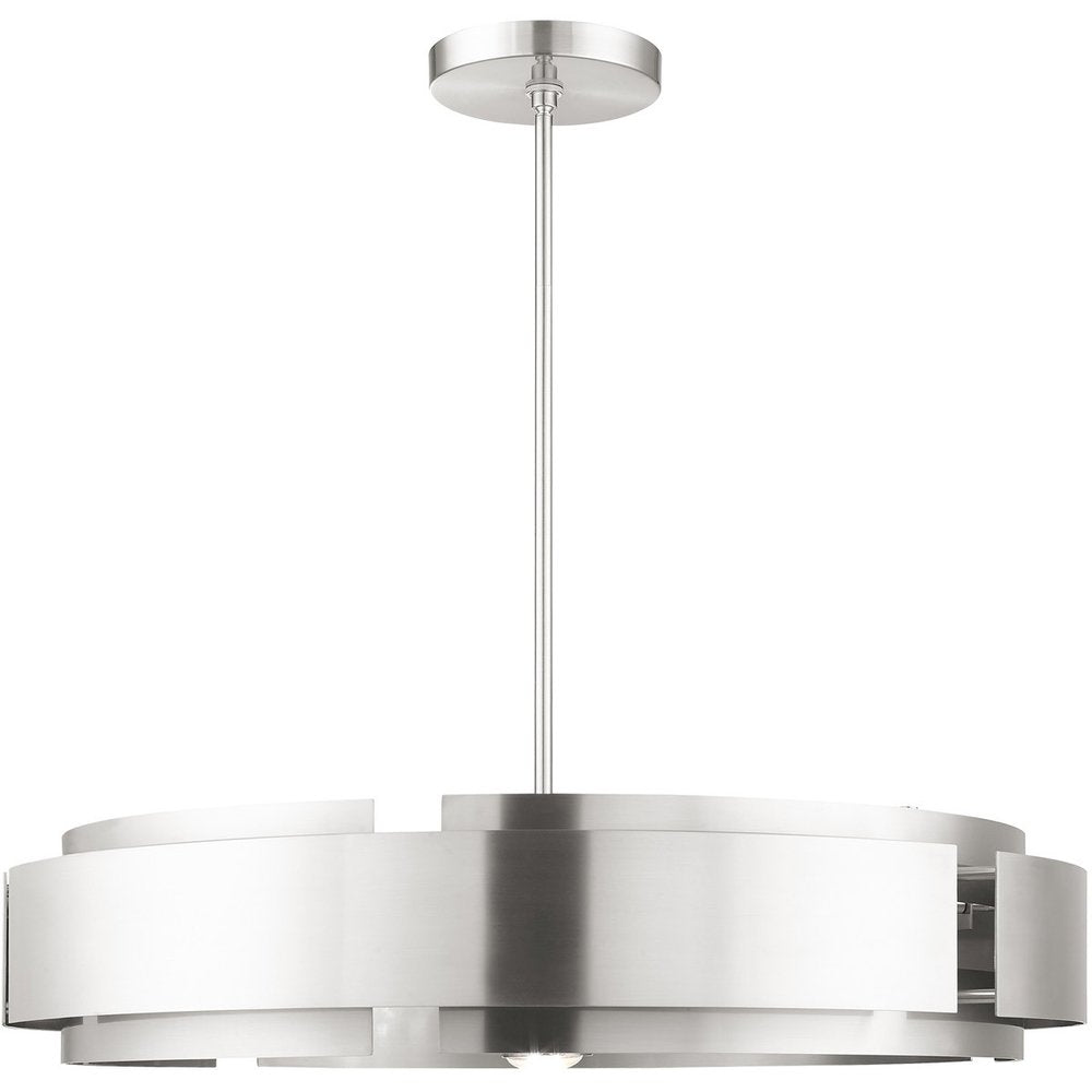 Nickel Seven Light Metal Dimmable Chandelier With Shades HomeRoots
