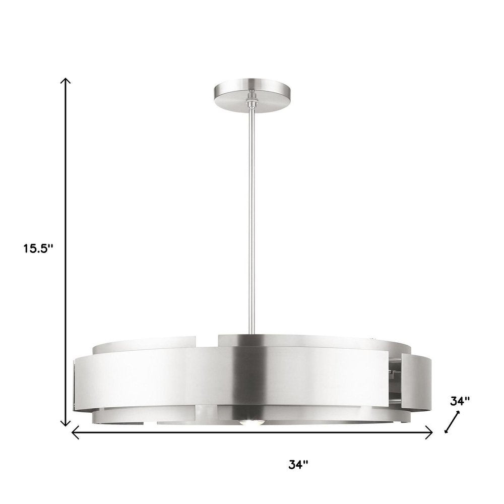 Nickel Seven Light Metal Dimmable Chandelier With Shades HomeRoots