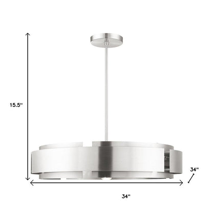 Nickel Seven Light Metal Dimmable Chandelier With Shades HomeRoots