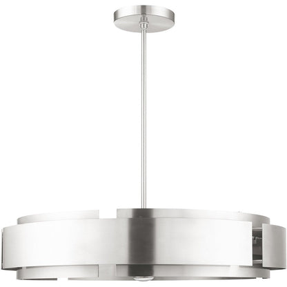 Nickel Seven Light Metal Dimmable Chandelier With Shades HomeRoots