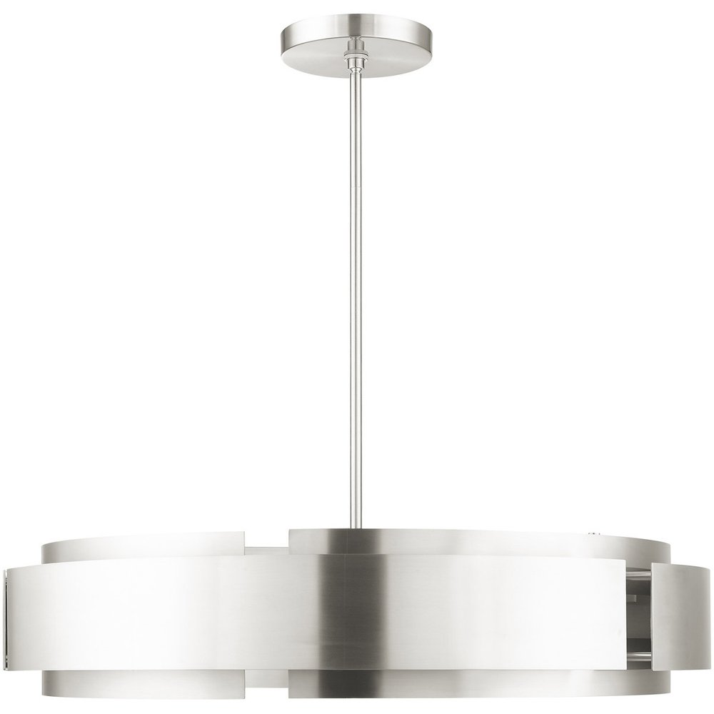Nickel Seven Light Metal Dimmable Chandelier With Shades HomeRoots