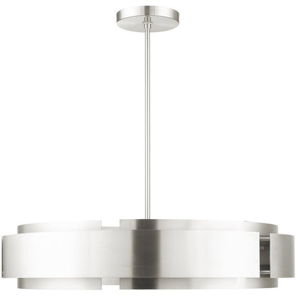 Nickel Seven Light Metal Dimmable Chandelier With Shades HomeRoots