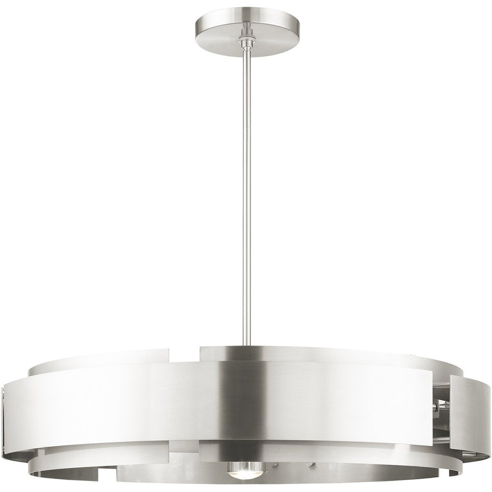 Nickel Seven Light Metal Dimmable Chandelier With Shades HomeRoots