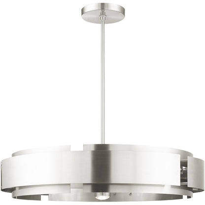 Nickel Seven Light Metal Dimmable Chandelier With Shades HomeRoots