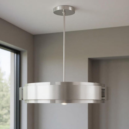 Nickel Seven Light Metal Dimmable Chandelier With Shades HomeRoots