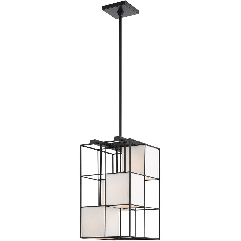 Black Four Light Metal Dimmable Chandelier With Shades HomeRoots