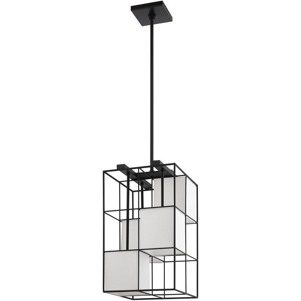 Black Four Light Metal Dimmable Chandelier With Shades HomeRoots
