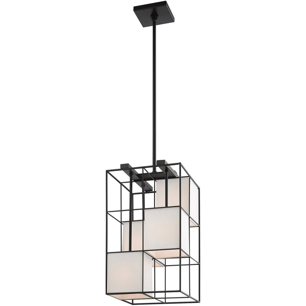 Black Four Light Metal Dimmable Chandelier With Shades HomeRoots