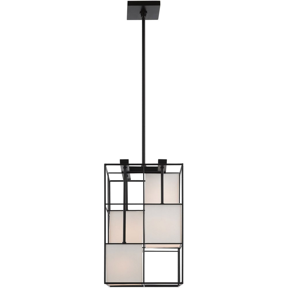 Black Four Light Metal Dimmable Chandelier With Shades HomeRoots