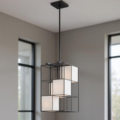 Black Four Light Metal Dimmable Chandelier With Shades HomeRoots