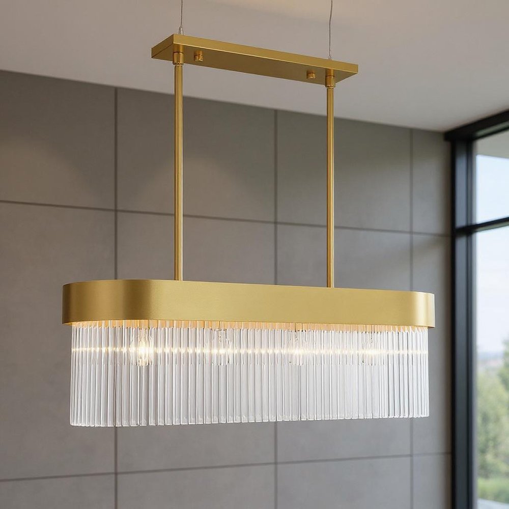 Gold Four Light Metal Dimmable Chandelier With Shades HomeRoots