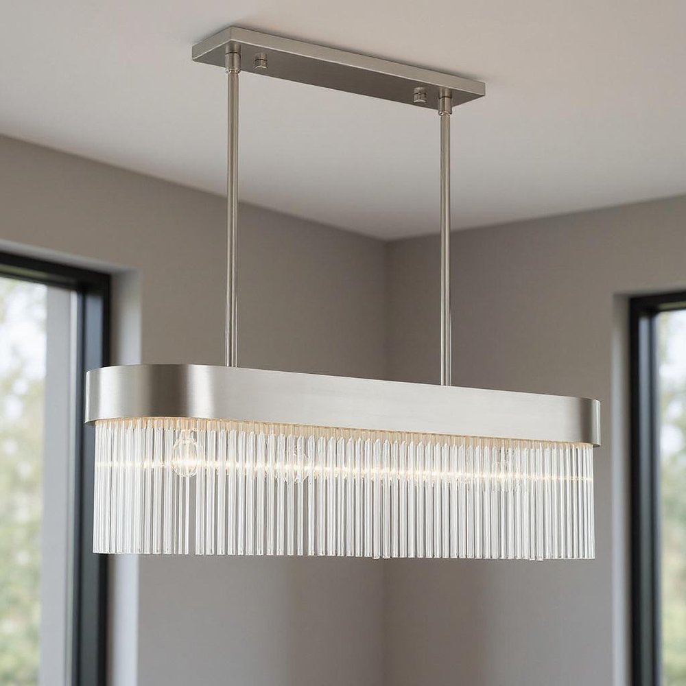 Nickel Four Light Metal Dimmable Chandelier With Shades HomeRoots