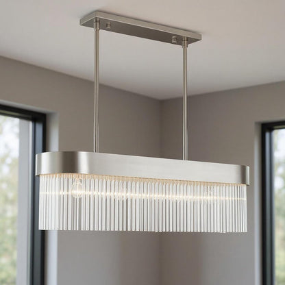 Nickel Four Light Metal Dimmable Chandelier With Shades HomeRoots