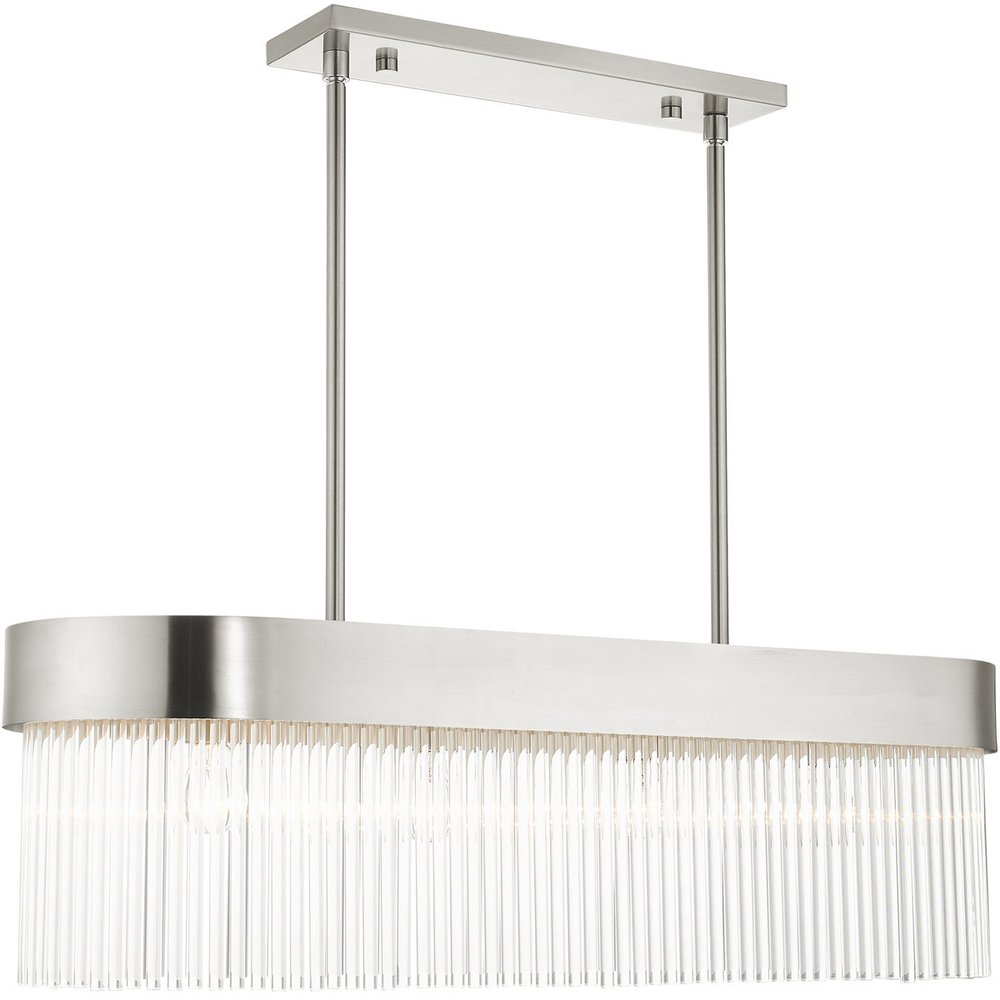 Nickel Four Light Metal Dimmable Chandelier With Shades HomeRoots