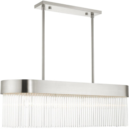 Nickel Four Light Metal Dimmable Chandelier With Shades HomeRoots