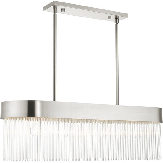 Nickel Four Light Metal Dimmable Chandelier With Shades HomeRoots