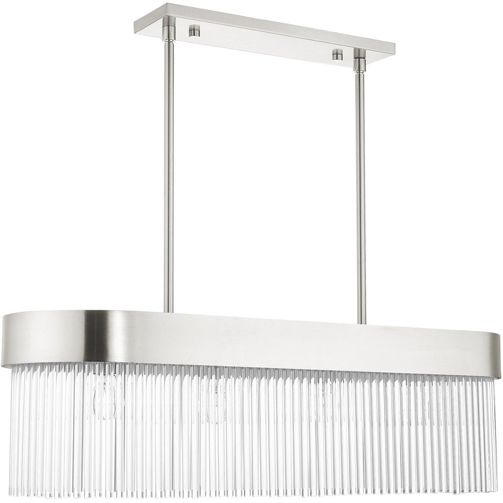 Nickel Four Light Metal Dimmable Chandelier With Shades HomeRoots