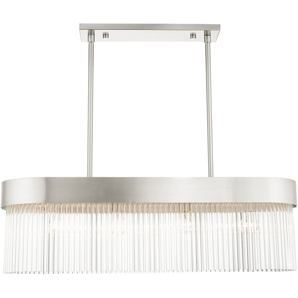 Nickel Four Light Metal Dimmable Chandelier With Shades HomeRoots