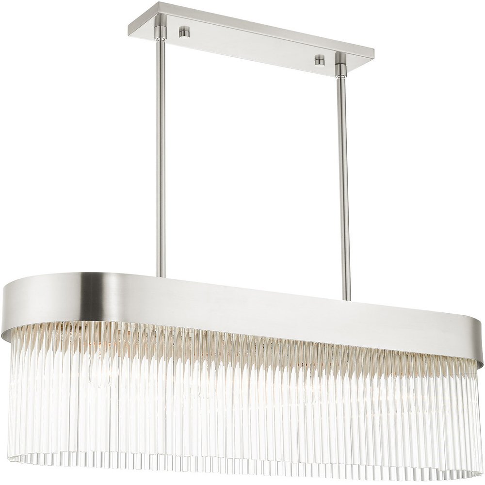 Nickel Four Light Metal Dimmable Chandelier With Shades HomeRoots