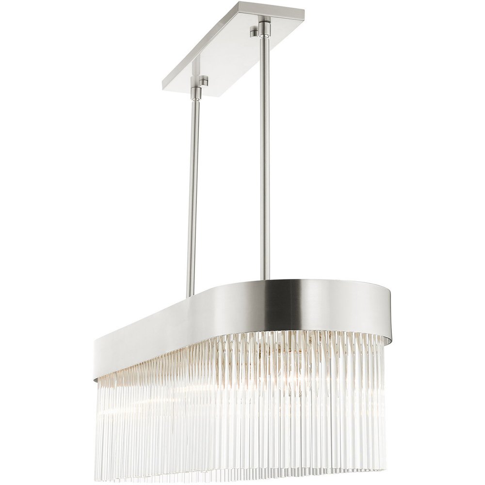 Nickel Four Light Metal Dimmable Chandelier With Shades HomeRoots