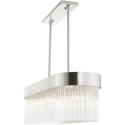 Nickel Four Light Metal Dimmable Chandelier With Shades HomeRoots