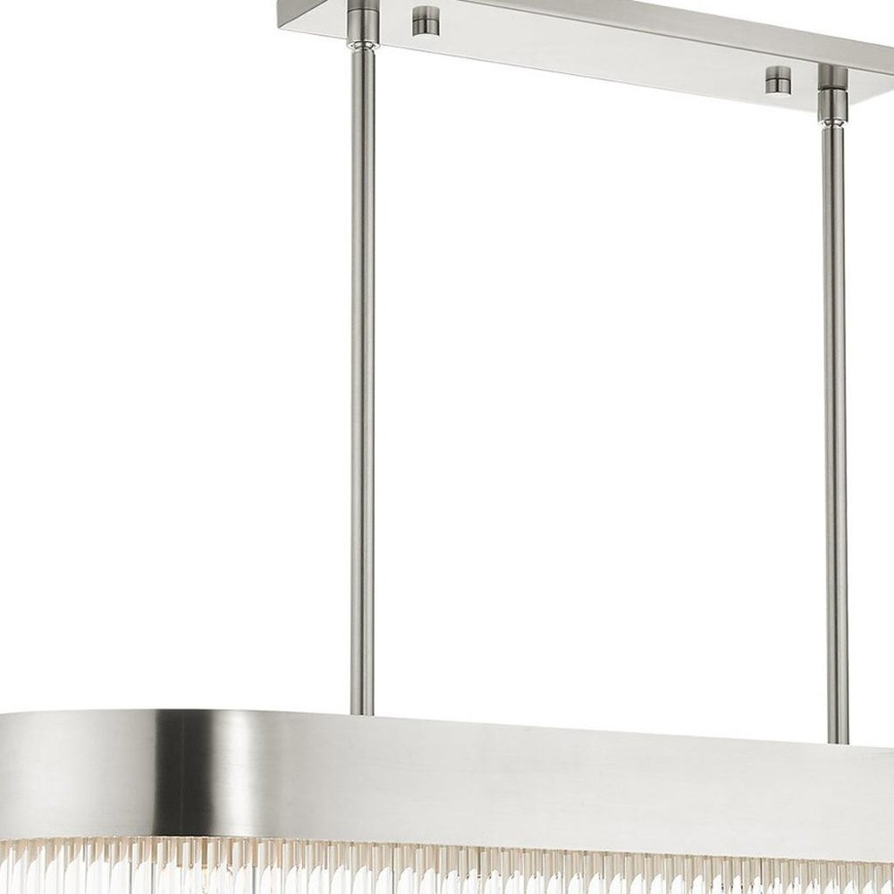 Nickel Four Light Metal Dimmable Chandelier With Shades HomeRoots