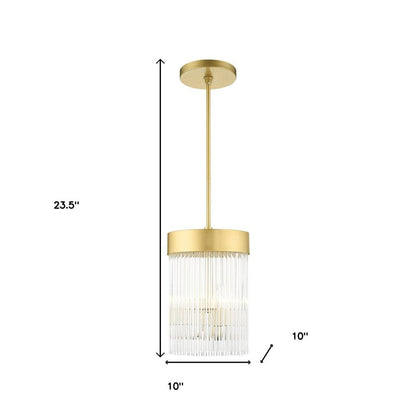 Gold Three Light Metal Dimmable Chandelier With Shades HomeRoots
