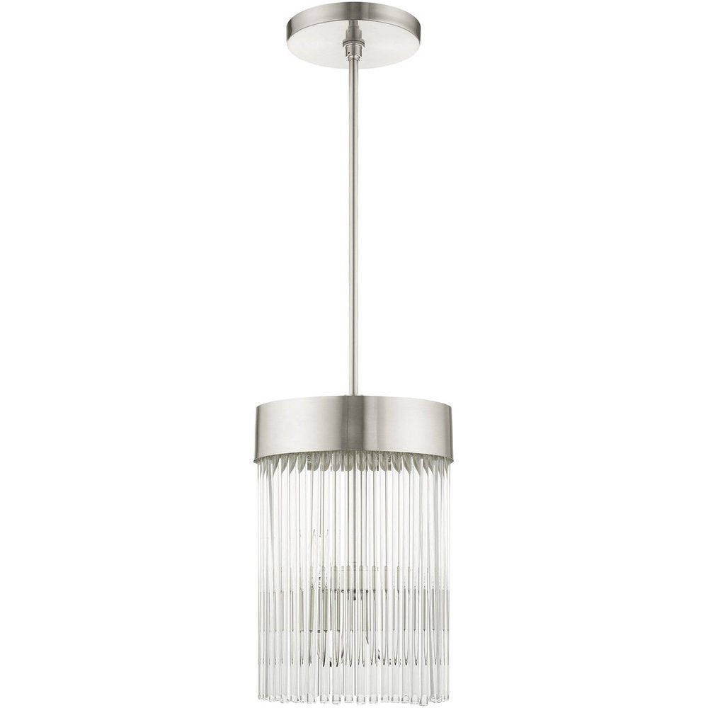 Nickel Three Light Metal Dimmable Chandelier With Shades HomeRoots