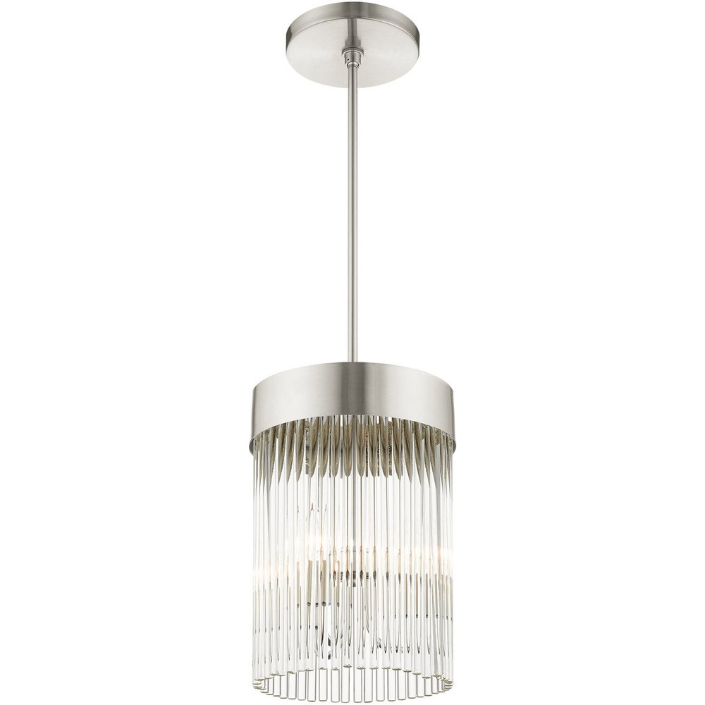 Nickel Three Light Metal Dimmable Chandelier With Shades HomeRoots