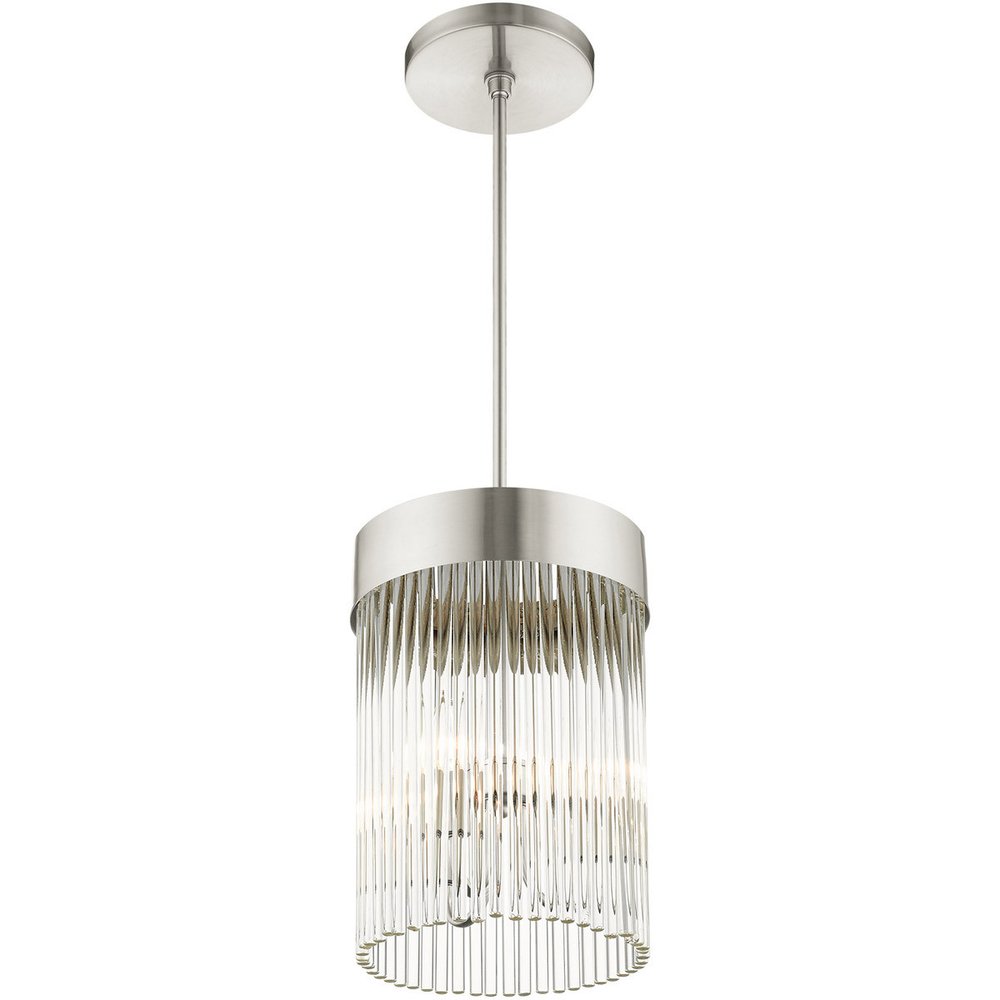 Nickel Three Light Metal Dimmable Chandelier With Shades HomeRoots